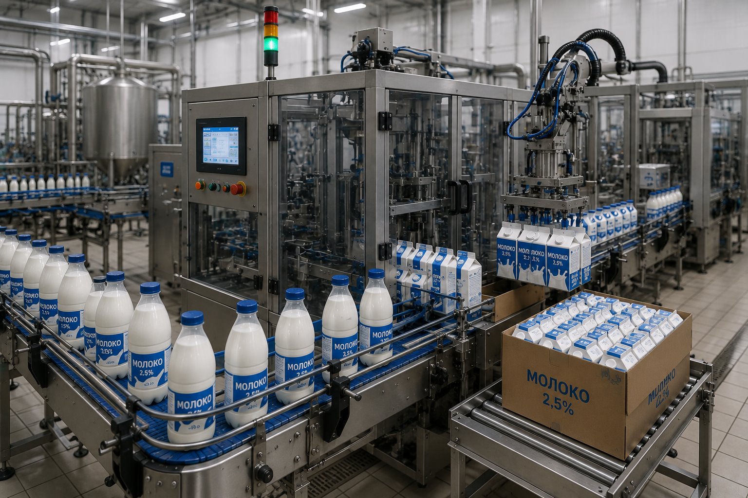 Линия упаковки молочной продукции